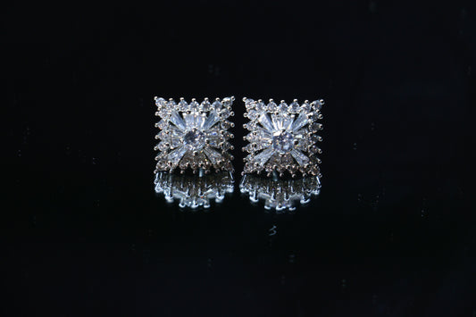 Geometric Elegance: Princess-Cut Swarovski Diamond Earrings 110028