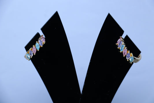 6 Mini Colorful Metallic Diamond Gold-Plated Ear Climber Earrings
