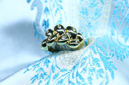 Floral Gold-Plated Ring with Roped Mini Diamonds – 280088