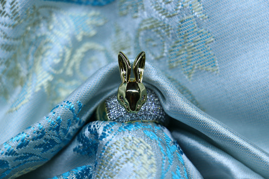 Bunny Gold-Plated Ring with Mini American Diamonds – Playful Elegance 5555